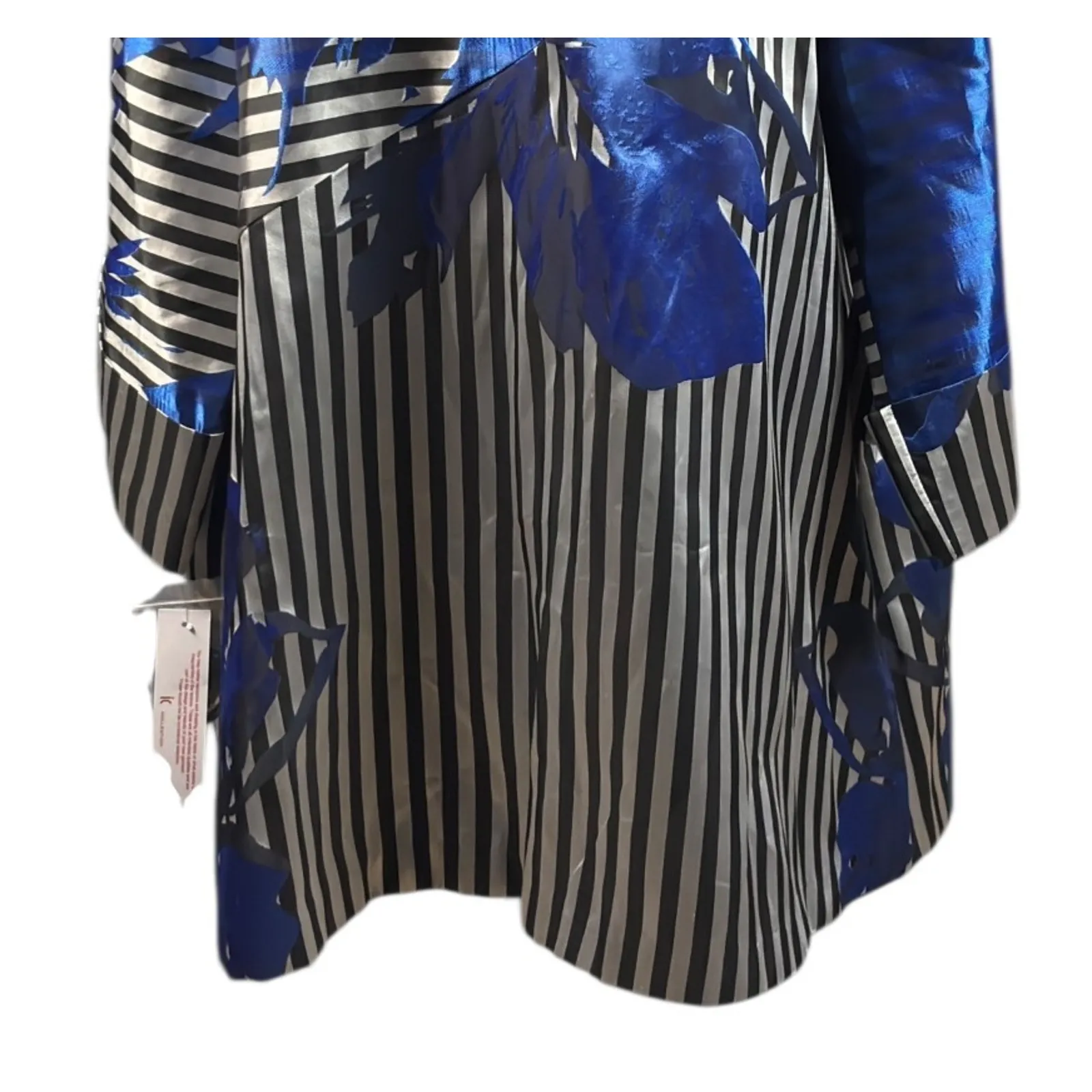 New IC By Connie K Jacket Size 3X Blue Black Silver Stripe Floral Dressy Work - Image 7