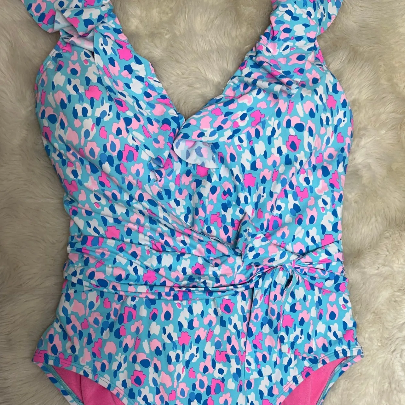 Lilly Pulitzer Delphie One-Piece Swimsuit Blue Ibiza Hottie Dottie Size 6 Resort - Image 14
