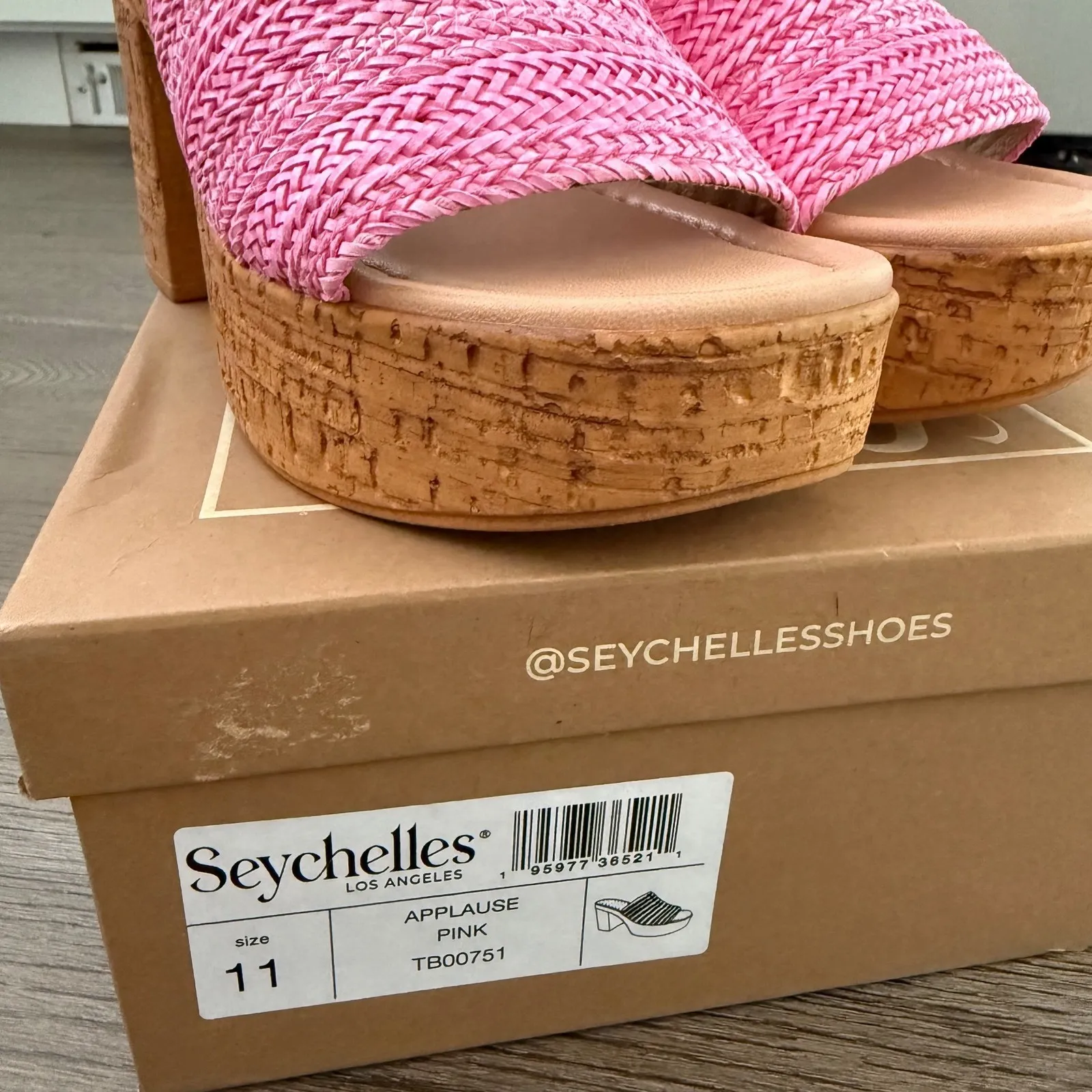 Seychelles Applause Platform Heels Pink Size 11 NWB Anthropologie Raffia Sandals - Image 3