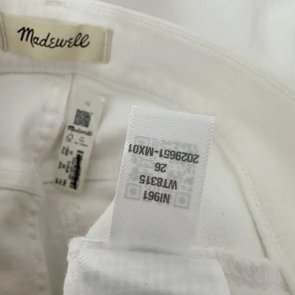 Madewell Kick Out Crop Jeans Pure White Stretch Mid Rise Flare NI961 US 26 NWT - Image 12