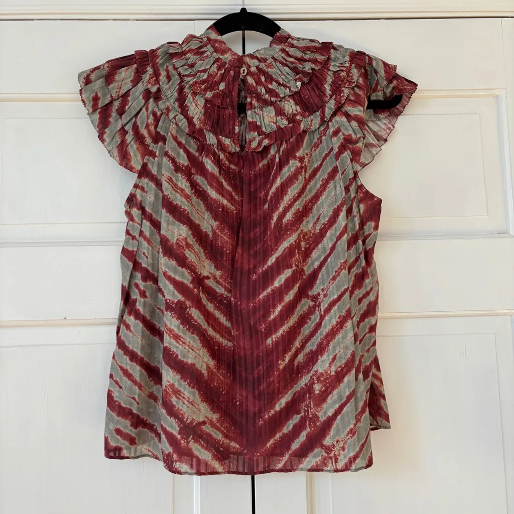Ulla Johnson Blouse Laila Top Ruffle Short Sleeve in Canyon Tie Dye - Image 11