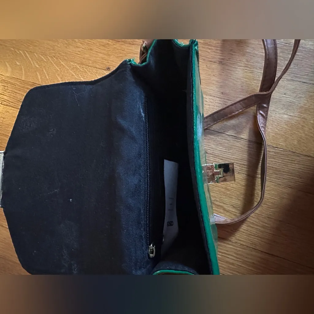 ASOS Kelly Green Vegan Patent Leather Micro Crossbody Purse - Image 8