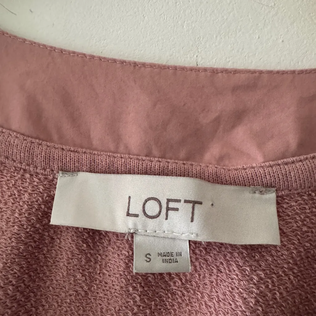 LOFT Dusty Pink Long Sleeve V Neck Button Detail Top - Image 5