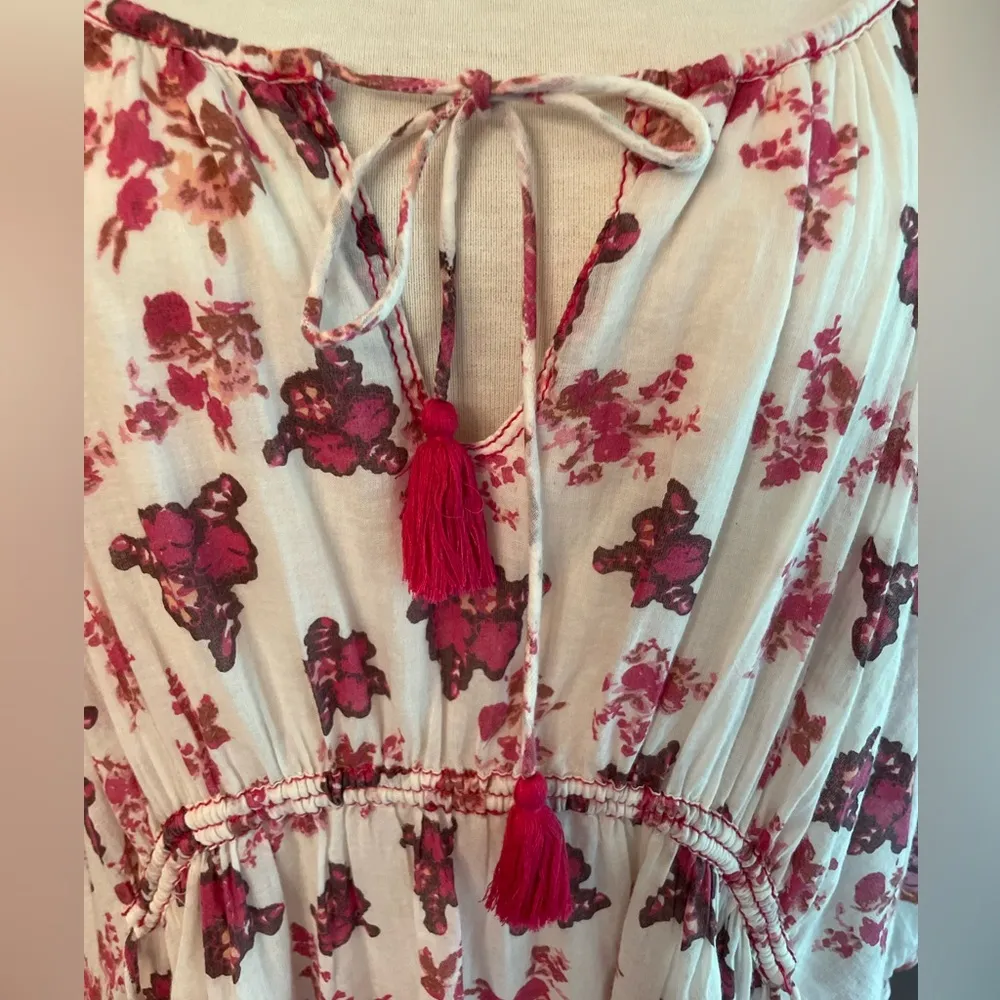 Free People Carmella Mini Floral Boho Cotton Dress Pink Florals - Image 6