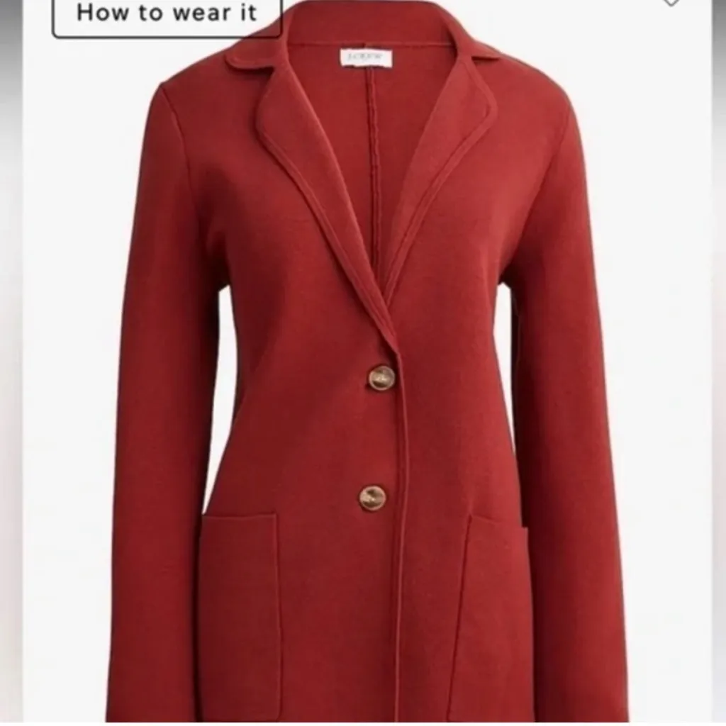 NWT J. Crew Factory Blazer Jacket Rust Knit Two Button PXXS Petite Stretch Red Size undefined - Image 2