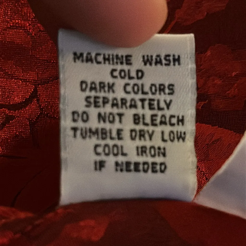 Vintage 90s‎ Y2K Sostanza Slip Dress Red Black Floral Velvet Straps Chemise L Size L - Image 9