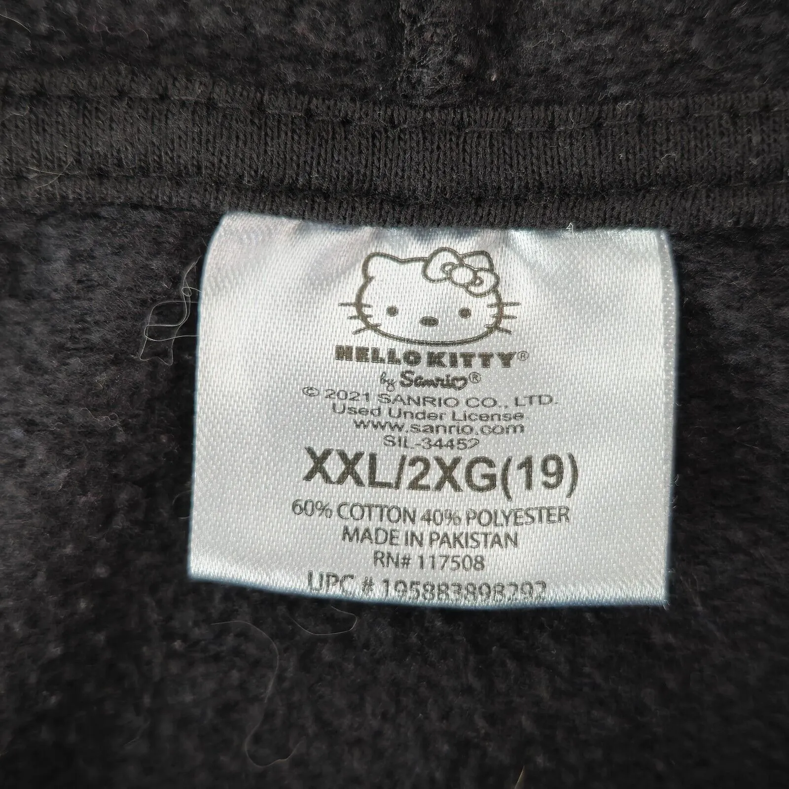 Hello Kitty by Sanrio Hoodie Womens XXL Black Hooded Sweatshirt Pockets Size 2X - Image 4