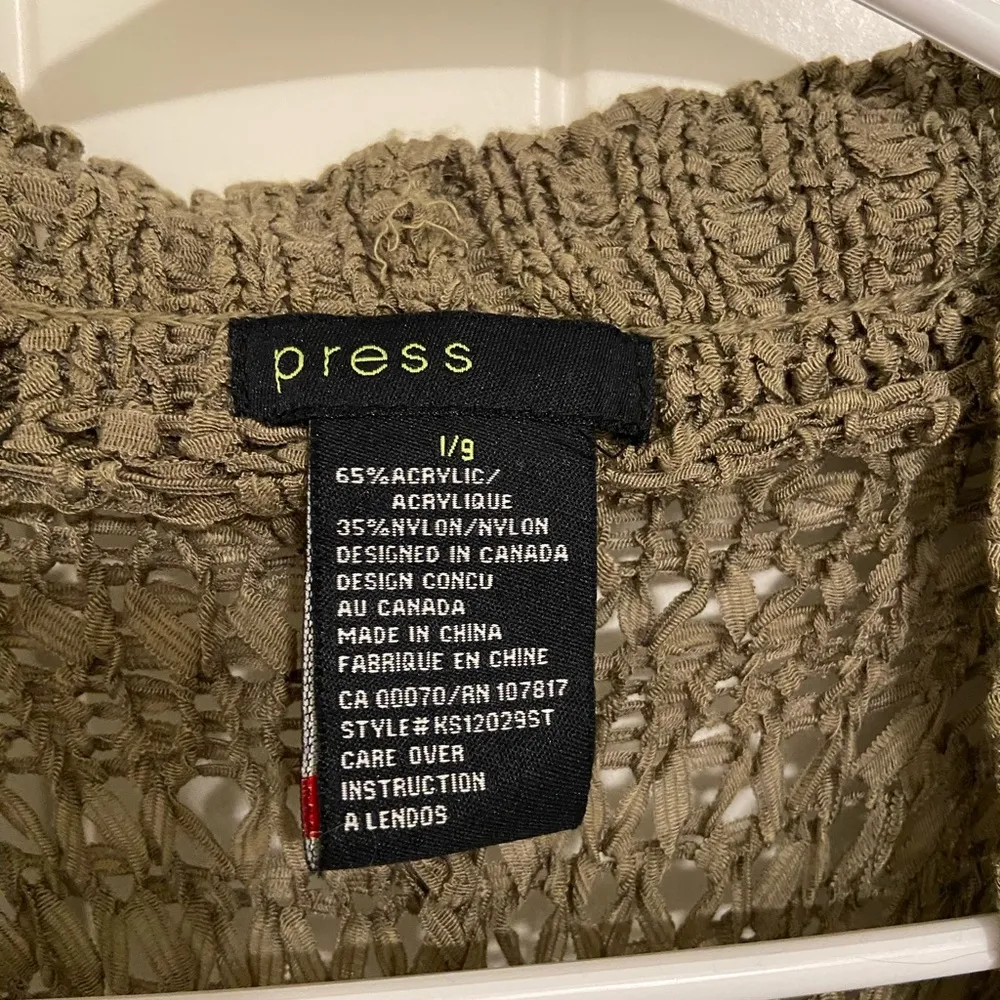 EUC Press women’s khaki green tassel‎ knit fringe vest large - Image 3