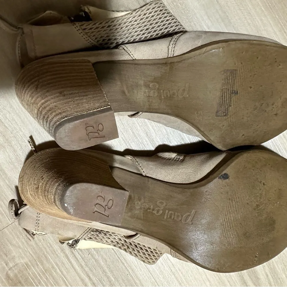 Paul Green 'Lexi' Sandal Booties Beige - Size US 5.5 Boots Open Toe Block Heel - Image 5