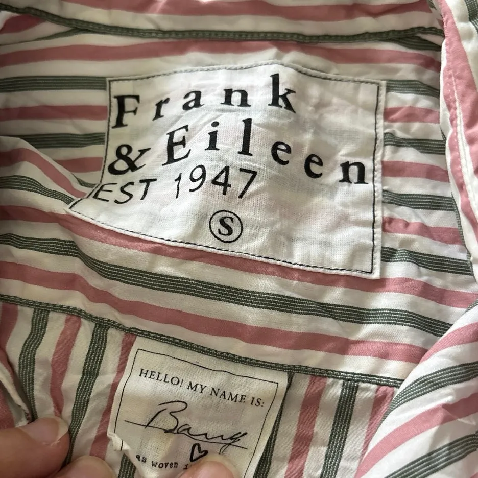Frank & Eileen Size S Barry Button Front Up Shirt Stripes Striped Long Sleeves - Image 4
