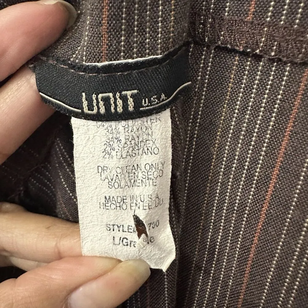 Unit USA Womens Sz L Brown Striped Career Straight Pencil Skirt Academia Office Size L - Image 7