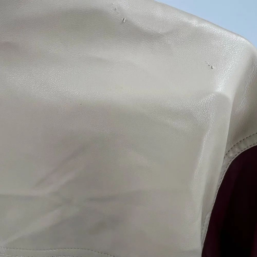 FSL Apparel faux leather jacket color block pink maroon cream M casual Size M - Image 7