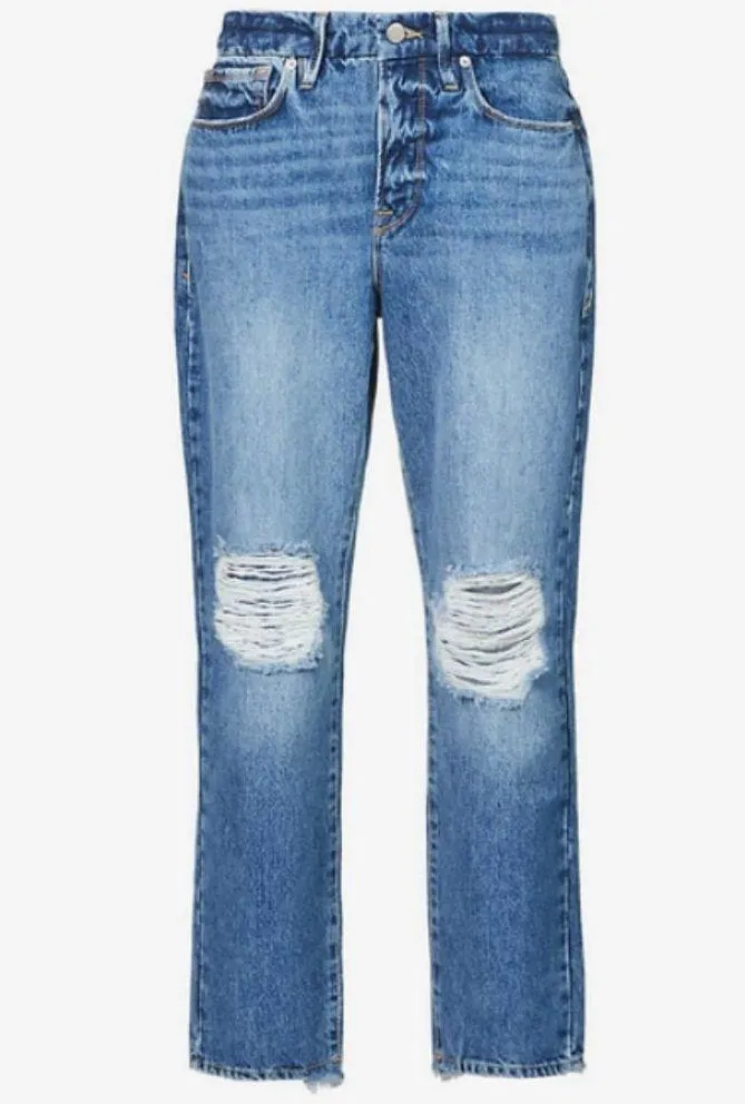 💕GOOD AMERICAN💕 Good Vintage Straight-Leg High-Rise Raw Hem Jeans 6/28 NWT - Image 8