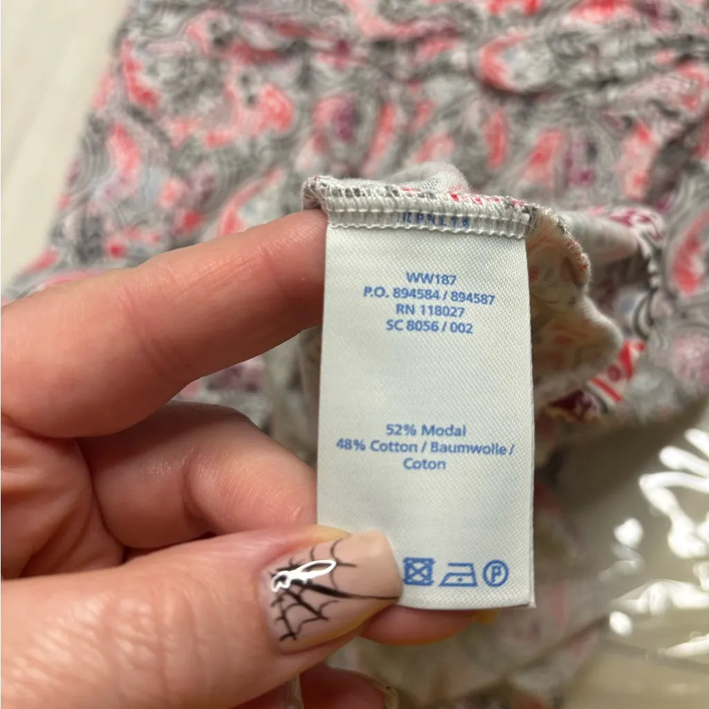 Boden Margot Jersey Scoop Neck Dress Size 4P Paisley Print Modal Cotton Pockets Gray - Image 6