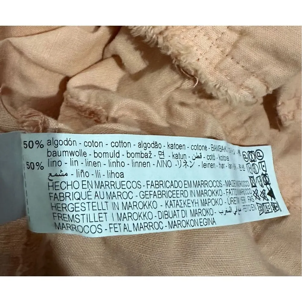 Zara peach pink button up jacket fringe hems sz M - Image 4