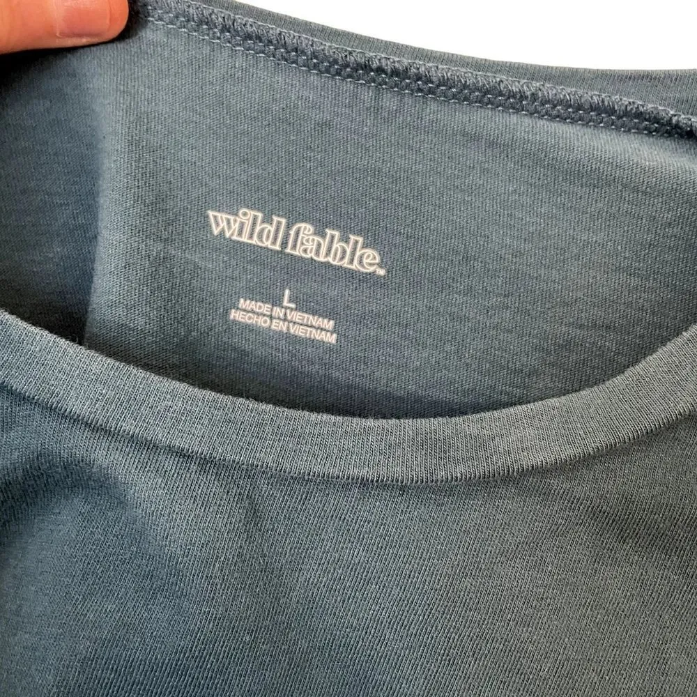 Wild Fable turquoise green long sleeved crop top casual blouse athleisure comfy - Image 3