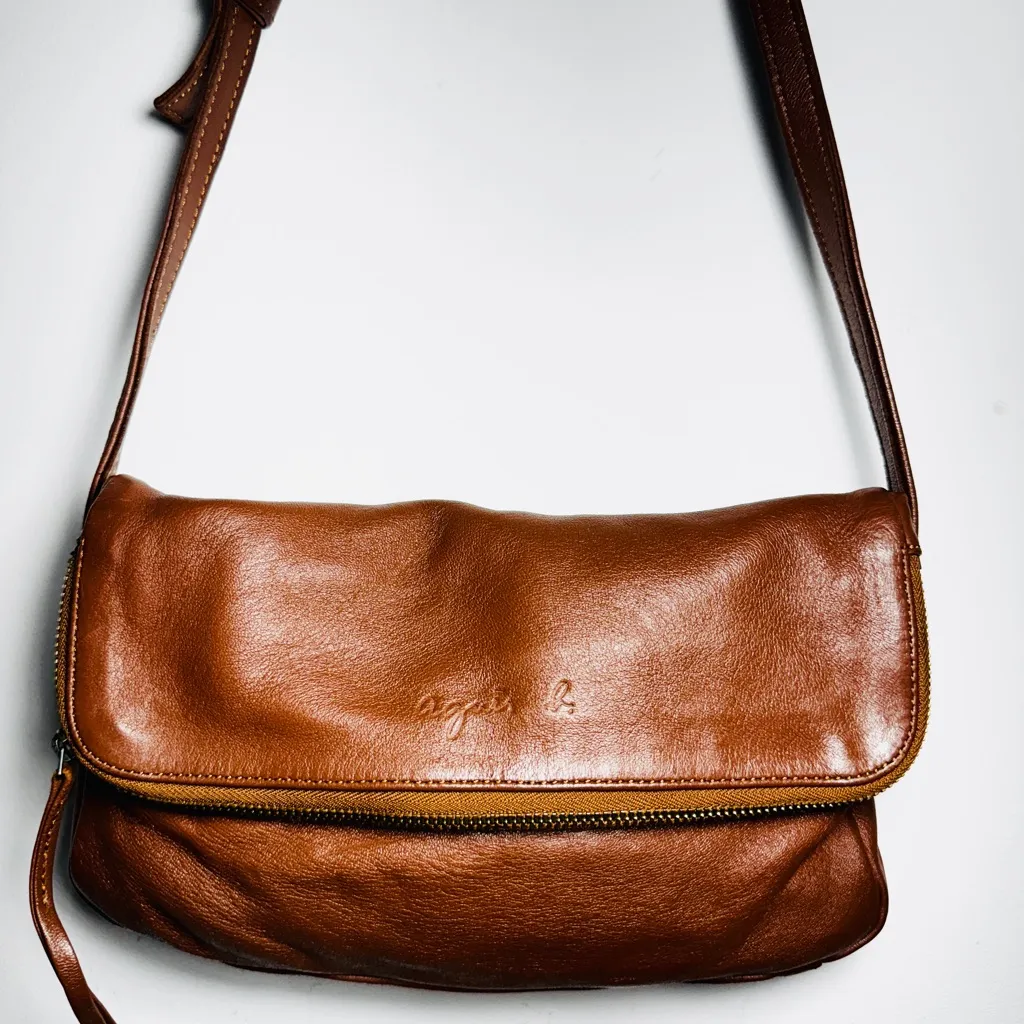 Agnes B. lamb leather Brown Crossbody Bag - Image 6