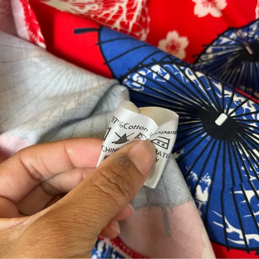 Collectif Vintage Dolores Doll Paper Parasol Blouse Blue Size XXL - Image 8