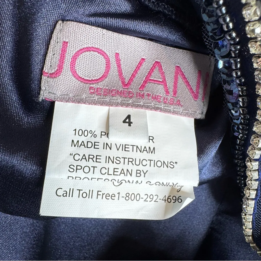 NWT Jovani A-Line Princess Scoop Beaded Long Dress Formal Navy 21030 Size 4 - Image 13