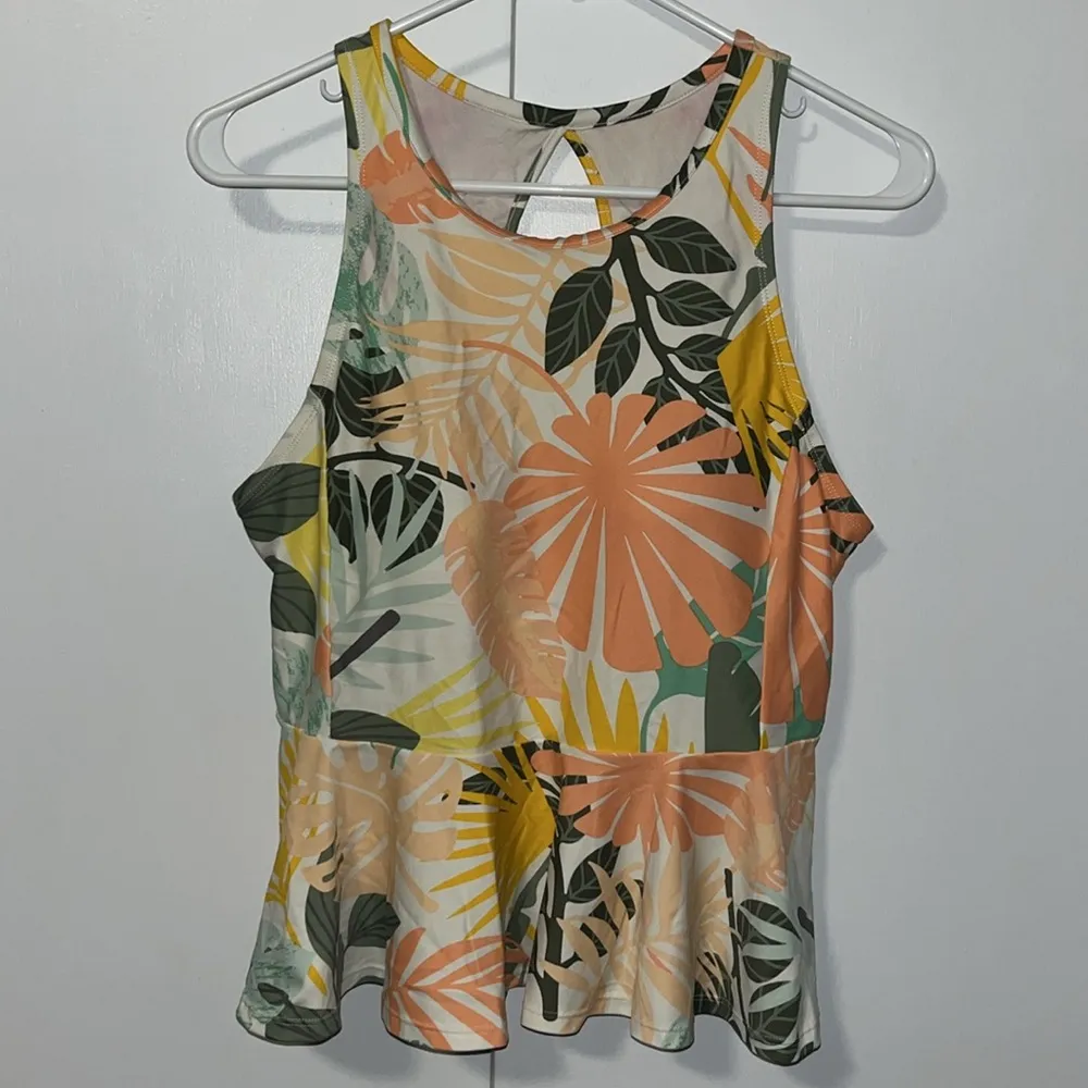 Matilda Jane Floral Peplum Tankini Swim Top Women’s Large L Tropical - Image 3