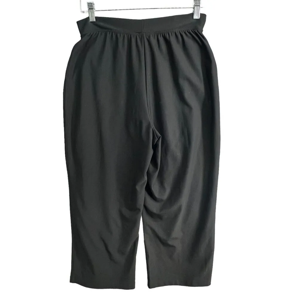 Spanx Crop Pants M Black Wide Leg Pull On Stretch Comfort Flattering Shaping - Image 3