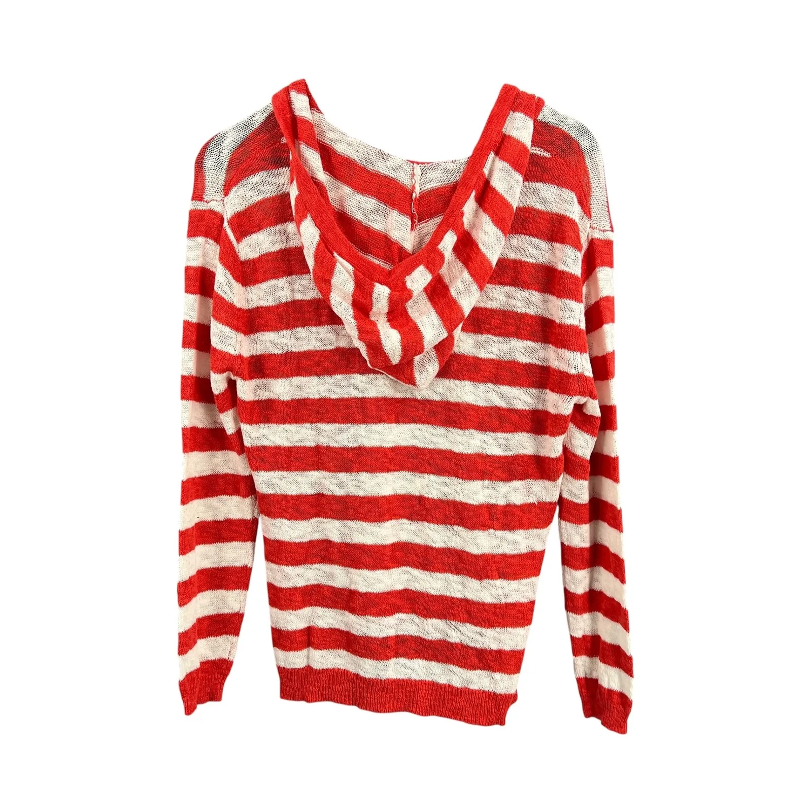 Fresh Produce Los Cabos Stripe Pullover Sweater Hoodie Red White NWT XS/S - Image 2