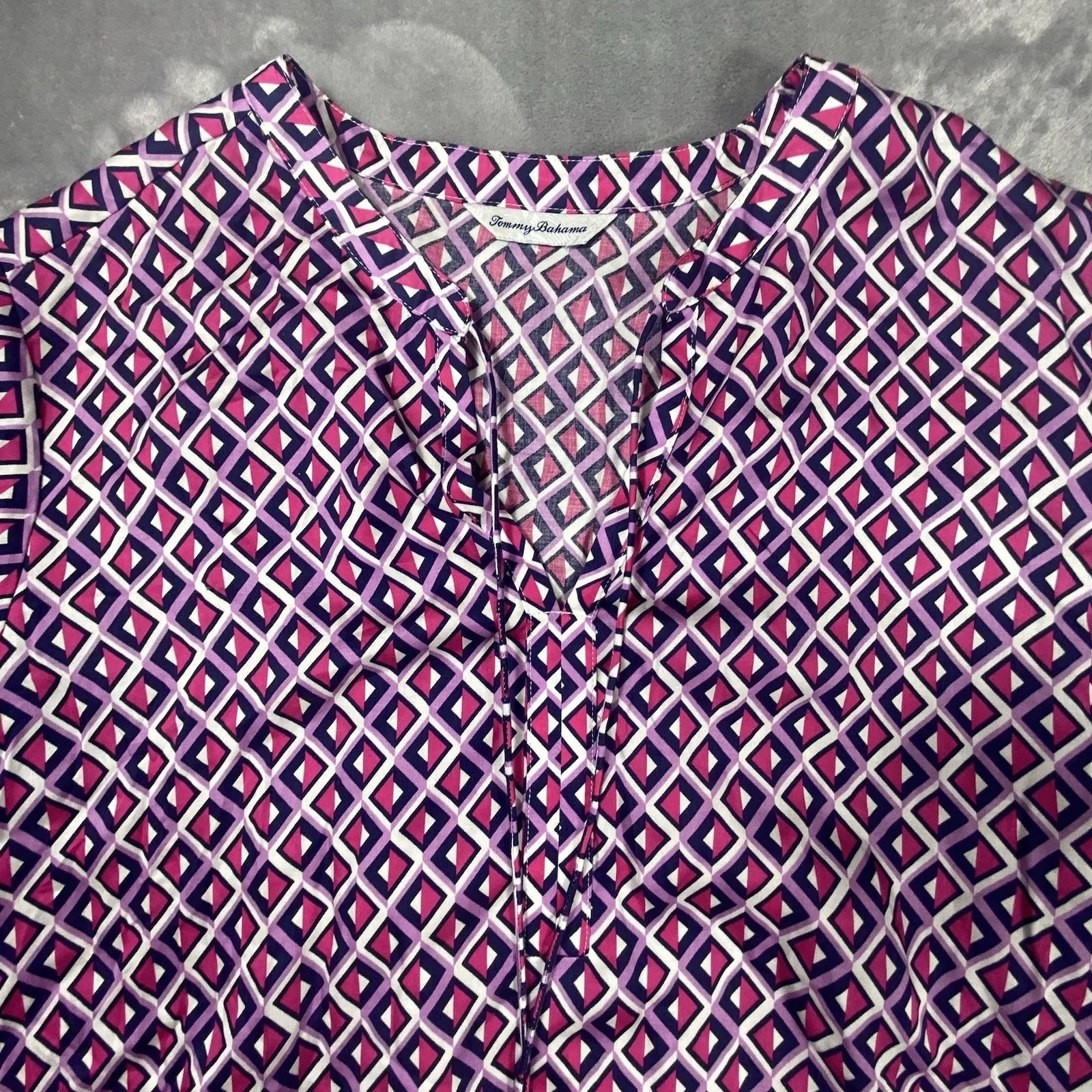 Tommy Bahama Multicolor Tassel Tunic Top Large Beachy Resort Vacation Flowy Boho - Image 6