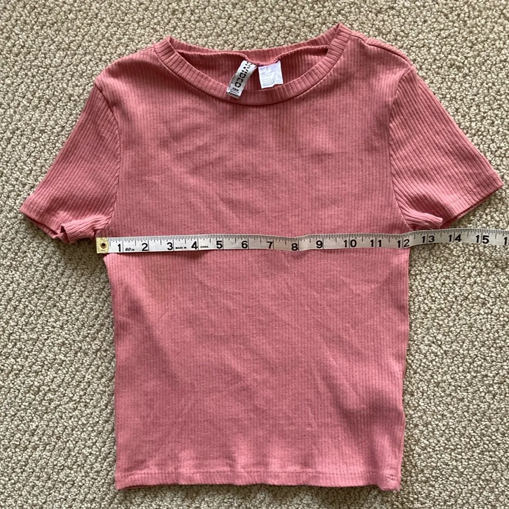 NEW H&M Ribbed Crop Top T-Shirt Pink Salmon Baby Tee Size Small S Bodycon NWOT - Image 4