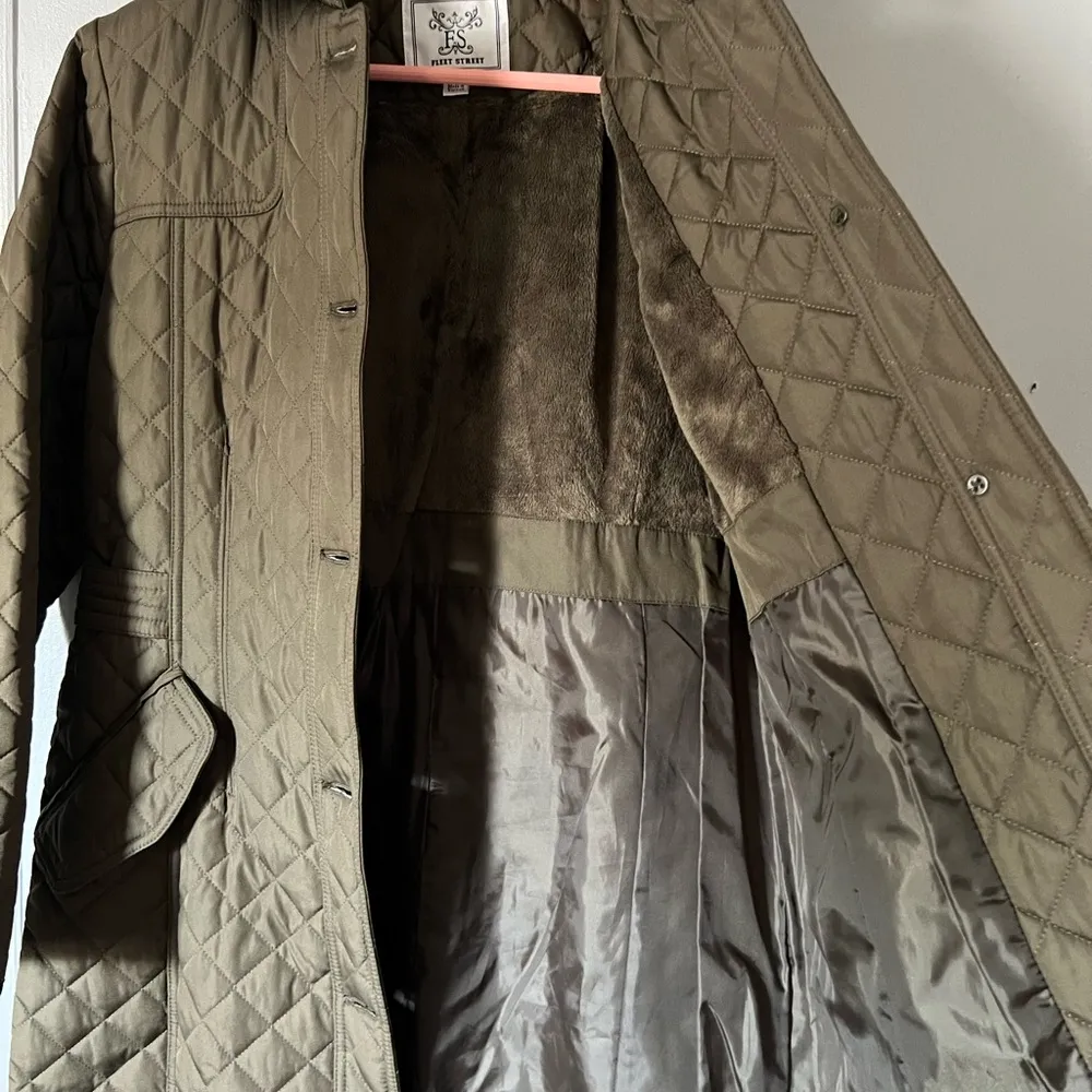 Olive Quilted Varsity Jacket Green Size M - Image 3