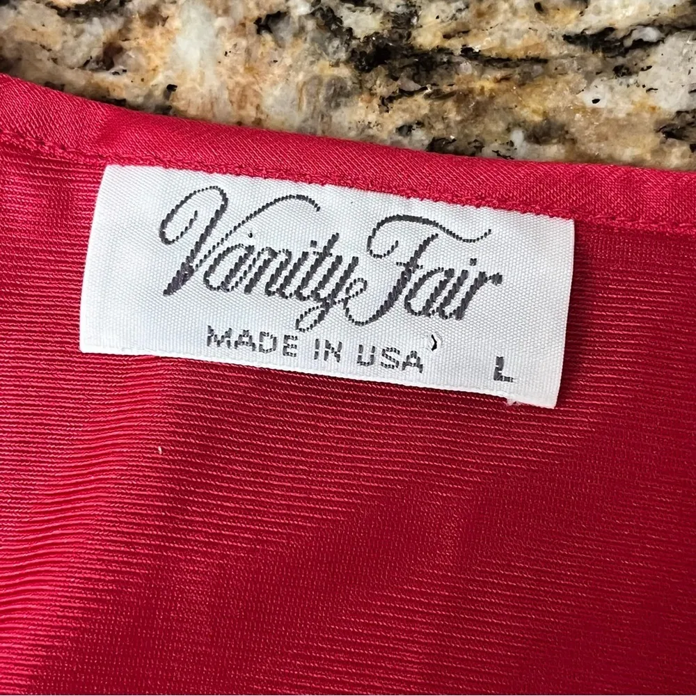 Vintage Vanity Fair Red Lace Pajama Top Women’s L | Button Up Nightgown Blouse - Image 9