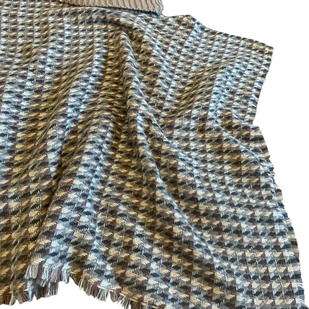 Fraas The Scarf Company Turtleneck Shawl Stretch Plaid Fringe One Size NWT Tan - Image 5