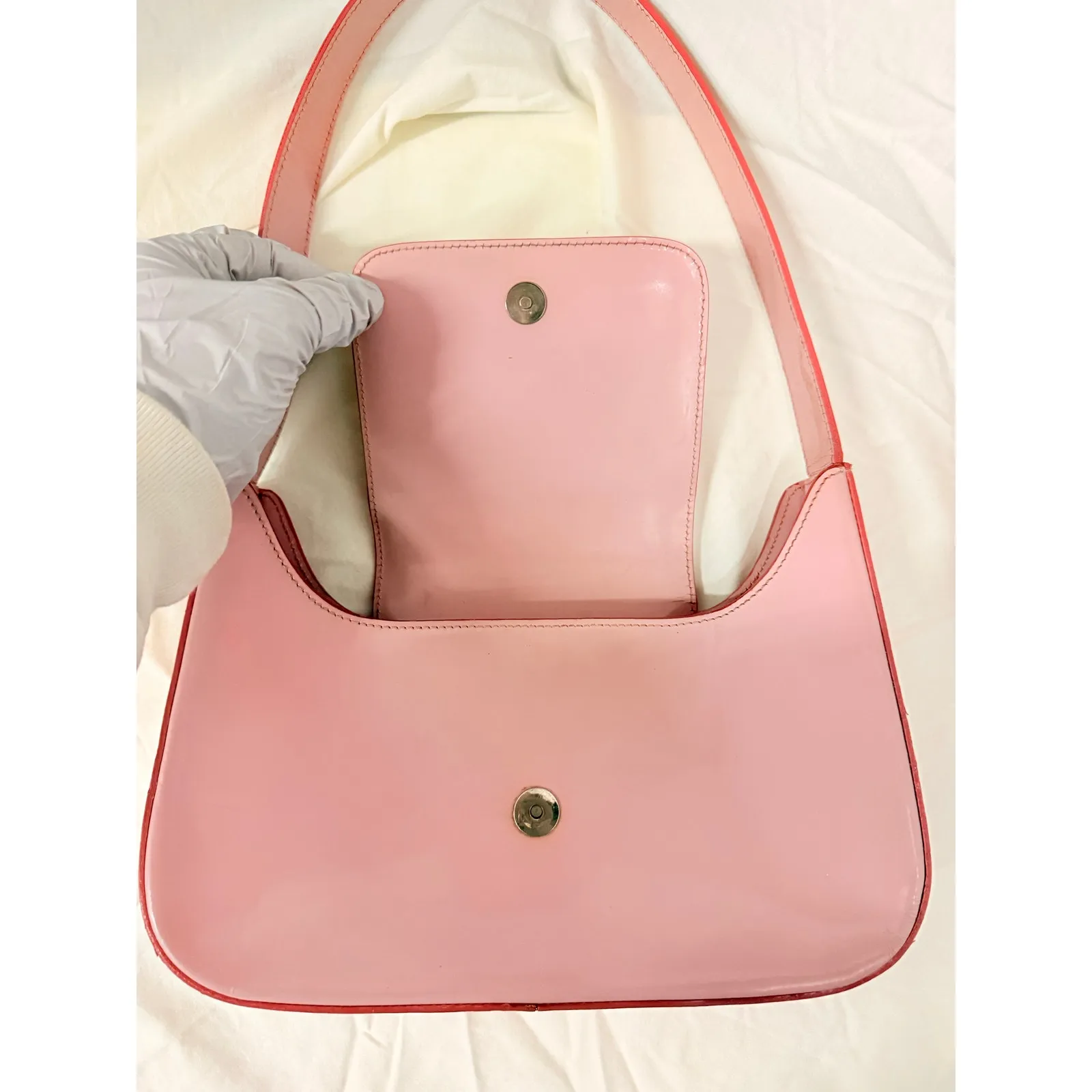 LANCEL Paris Powder Pink Hobo Bag‎ Made in Italy Romantic Barbie - Image 2