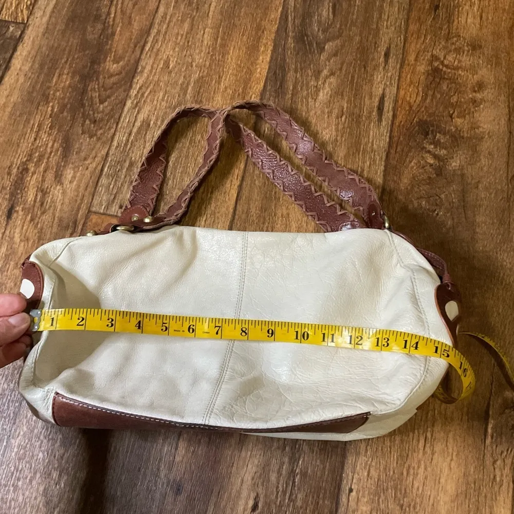 Allison Scott Handbag Purse White With Brown Leather‎ Detail Purse Shoulder - Image 3