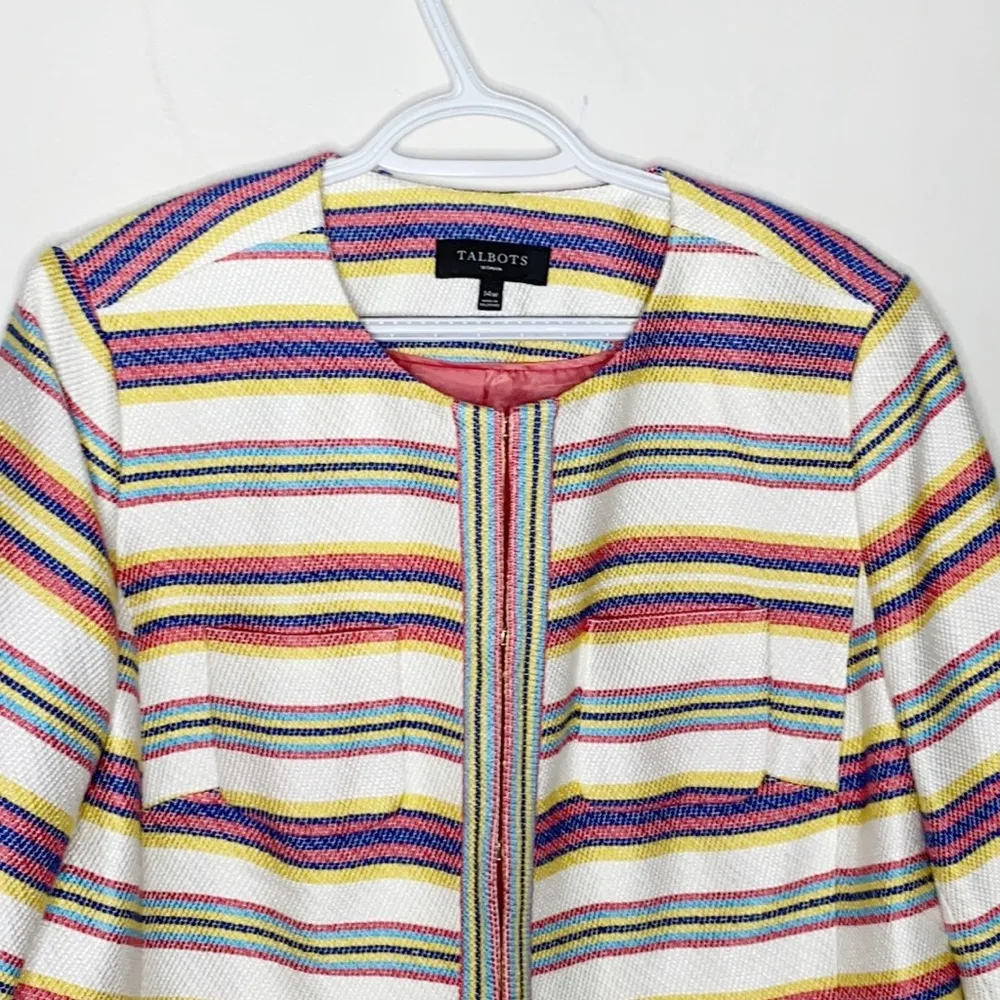 Talbots textured satin striped blazer with patch pockets size 14W - Image 47