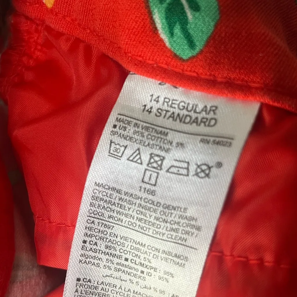 Old Navy Red Floral Print Pixie Mid-Rise Pants Women’s Size 14 - Image 5