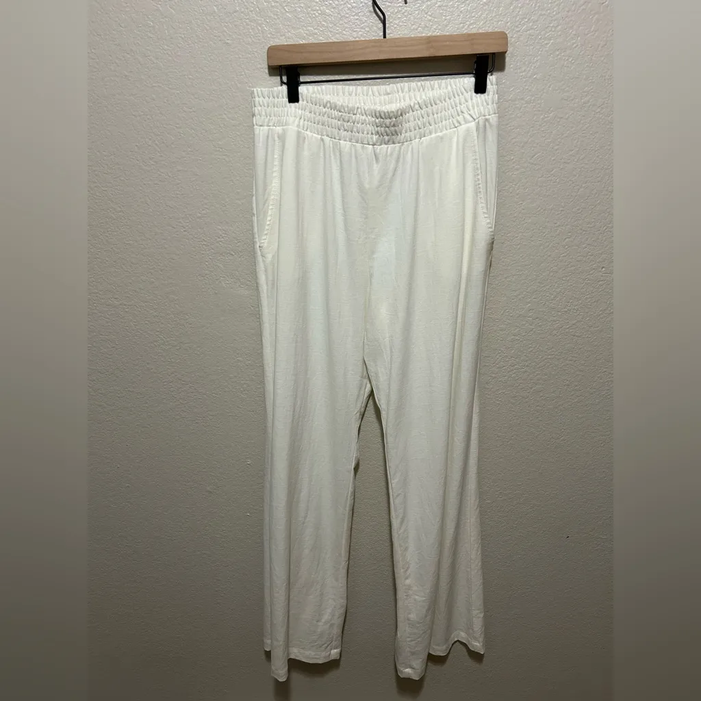 DREW White Wide-Leg Flowy Pants Size Large - Image 2