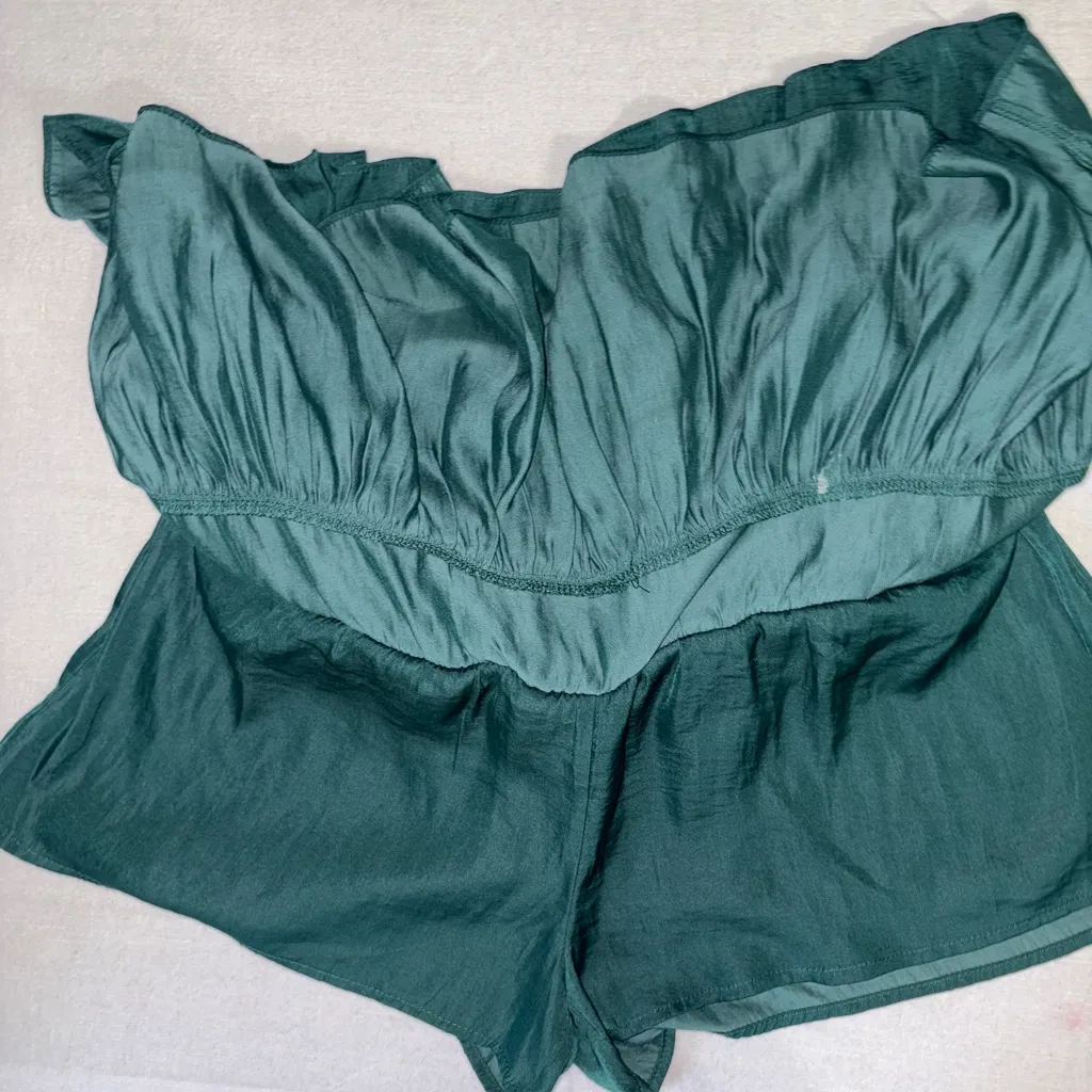 Entro Dark Green Tiered Mini Skirt shorts Med Rn 120978 - Image 6