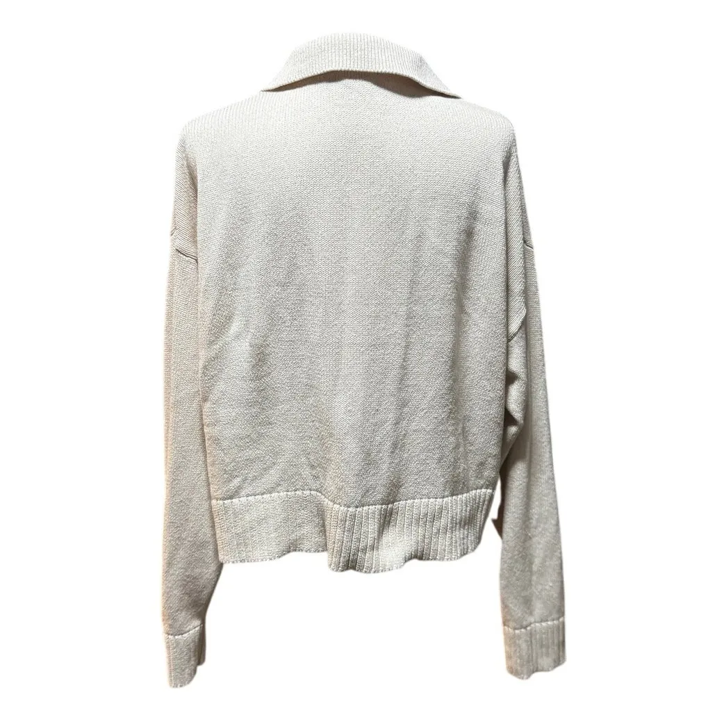 Reformation Francesco Organic Cotton Polo Sweater — XL — Ivory/Cream - Image 3