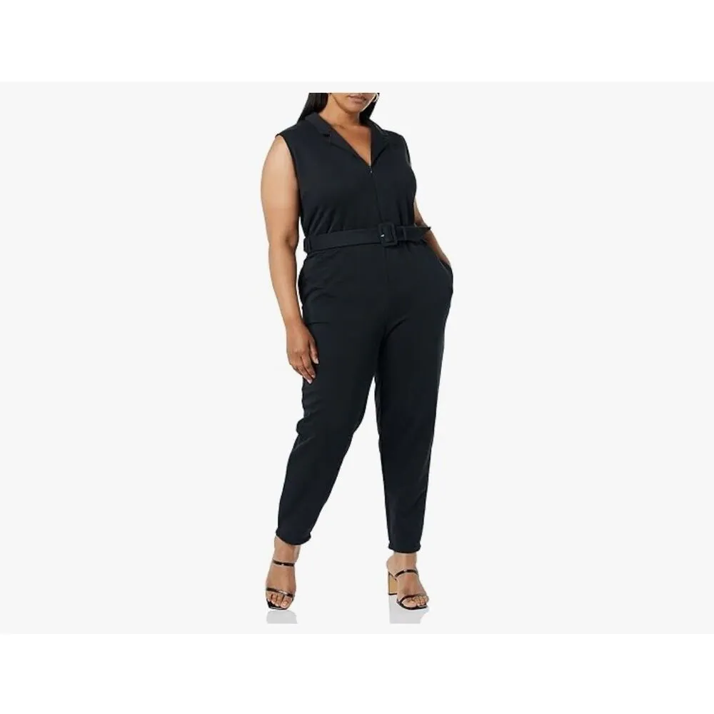 NEW TEREA Black Women's Aria Collared Zip Front Jumpsuit M Size M - Image 6