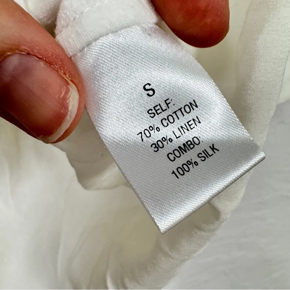 Kes White Linen Silk Short Sleeve Tee Shirt Womens S Lagenlook Closet Staple Top - Image 5