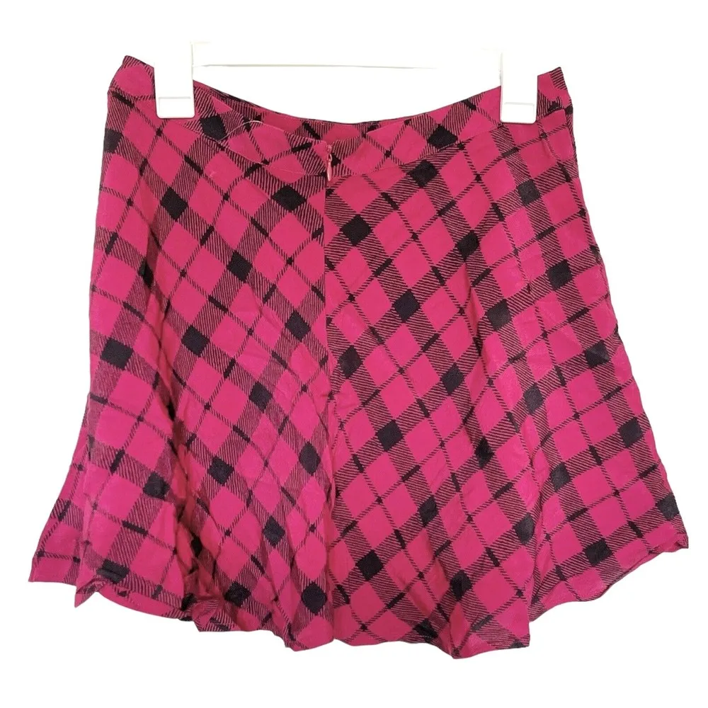 Forever 21 Skirt Sz Large Plaid High Waist School Mini Preppy Red Plaid Uniform - Image 2