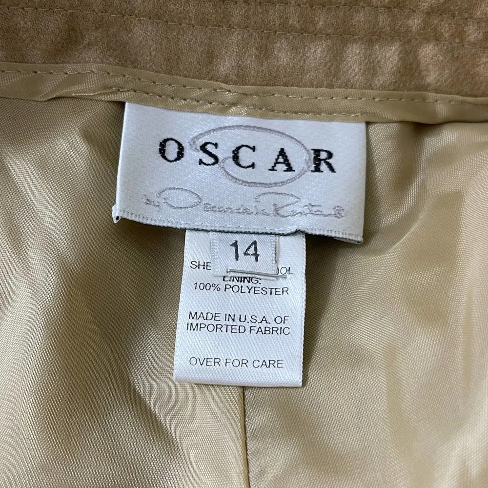 00s OSCAR DE LA RENTA Vintage Tan Wool Pull On Straight Leg Dress Pants - Image 4