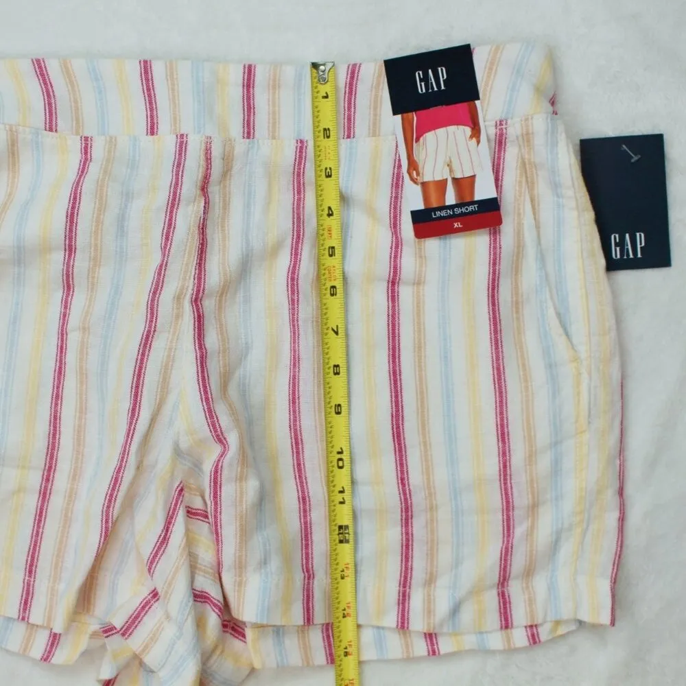 NWT GAP multi colored striped linen shorts XL summer vacation - Image 3