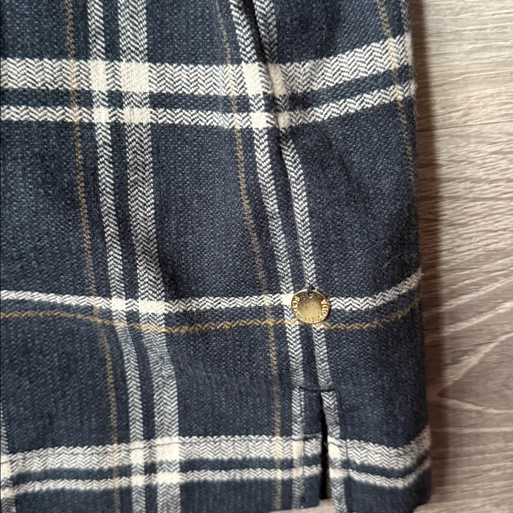 NEW Scotch & Soda Gray Plaid Checked Brushed Organic Cotton Shirt/Shacket Small - Image 11