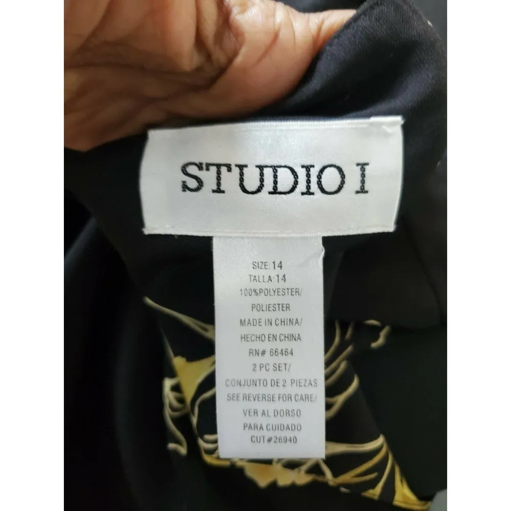 Studio I Women Black Floral 100 % Polyester Sleeveless Knee Length Dress - Image 7