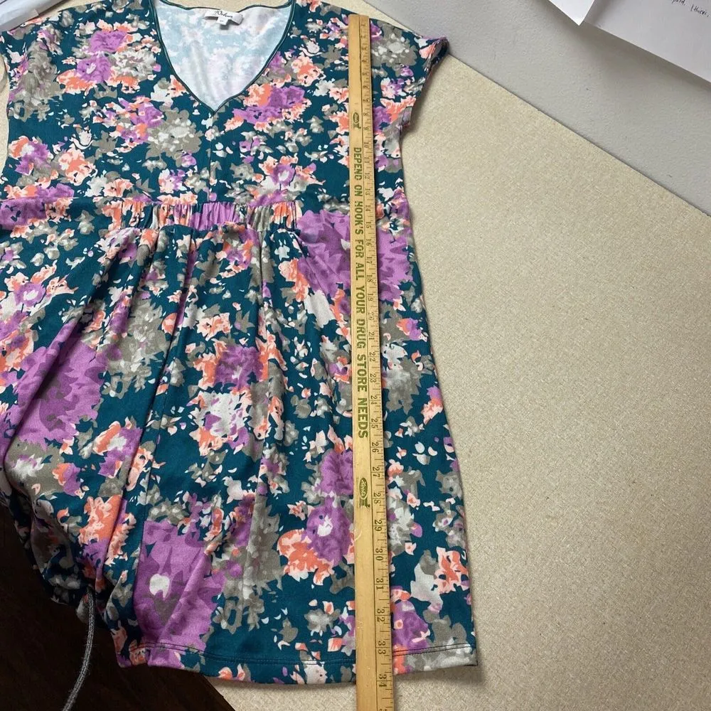 Anthropologie Wolven Rose Mallow Tunic Dress Green Motif Size Small Petite SP - Image 11