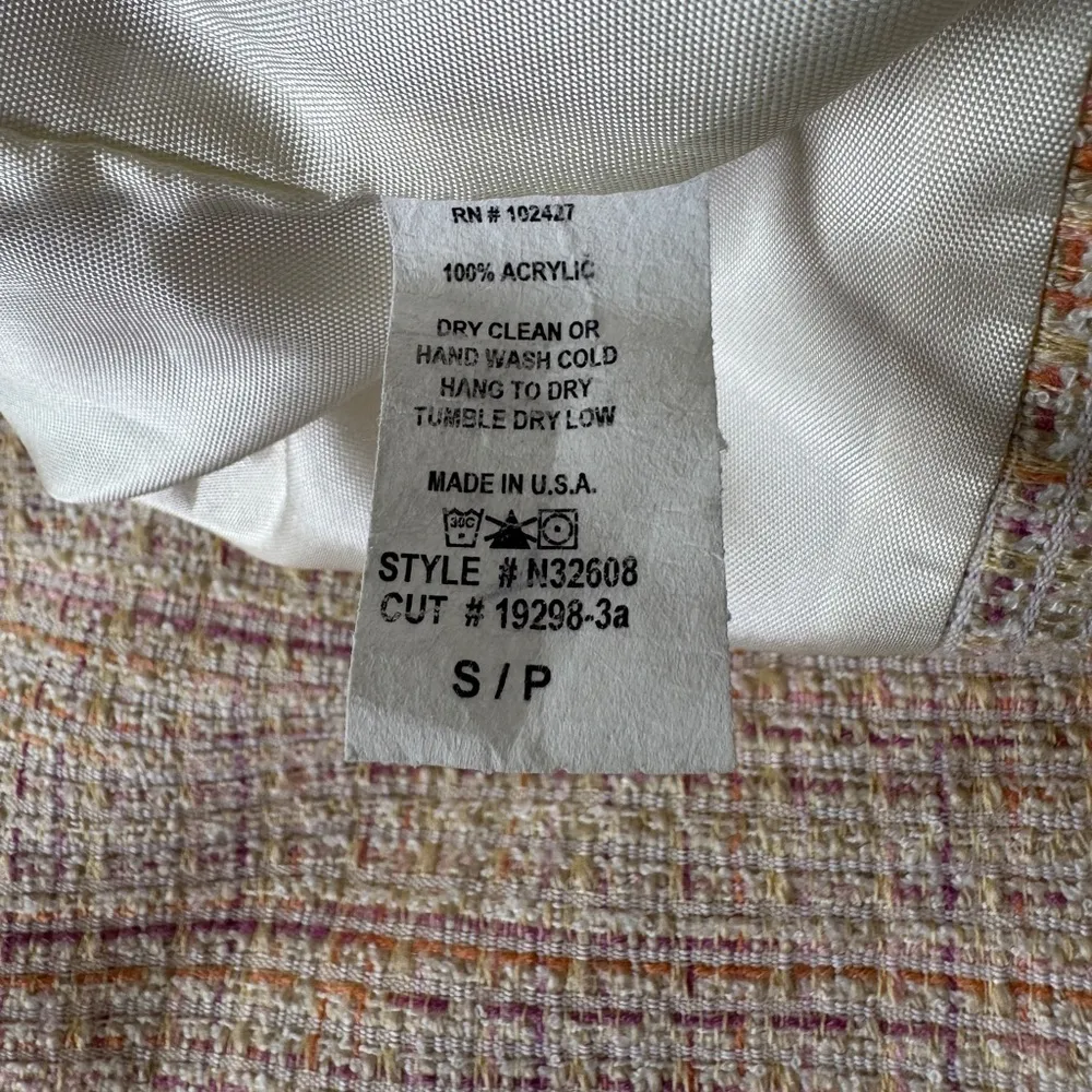 Vintage Y2K DMBM Cream Multicolor Flecked Tweed Single Breasted Blazer Yellow - Image 6