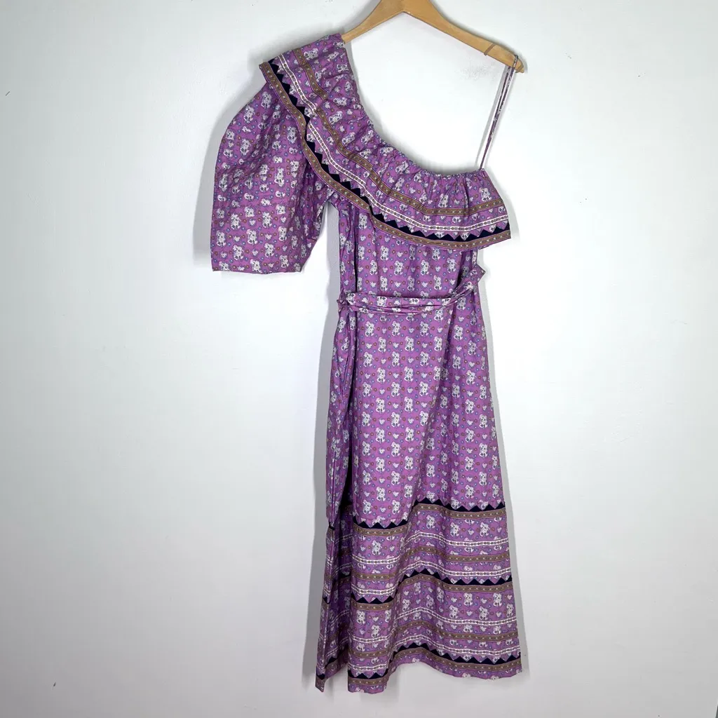 NEW Sea New York Sz XS Perry Border One Shoulder Dress Floral Lilac Purple - Image 4