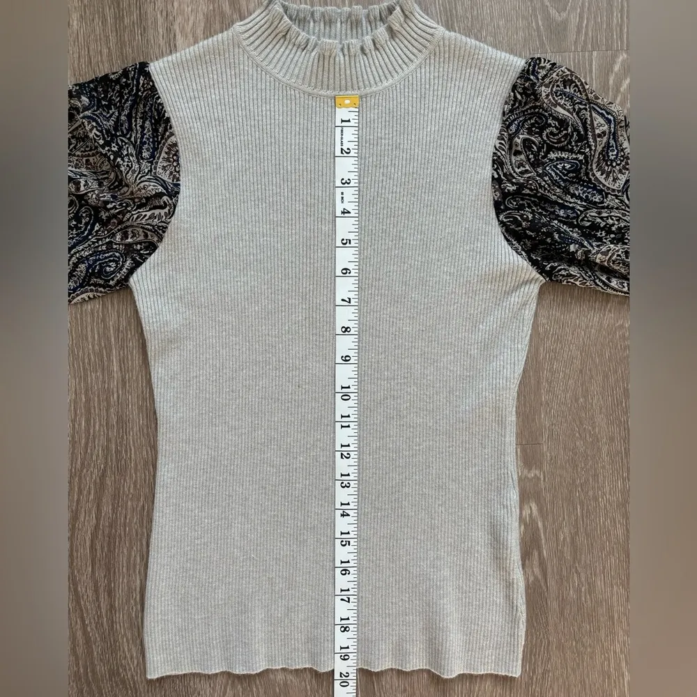 Siani Milano Sweater Womens Small Cream Ribbed Paisley‎ Sheer Romantic Preppy Black - Image 11