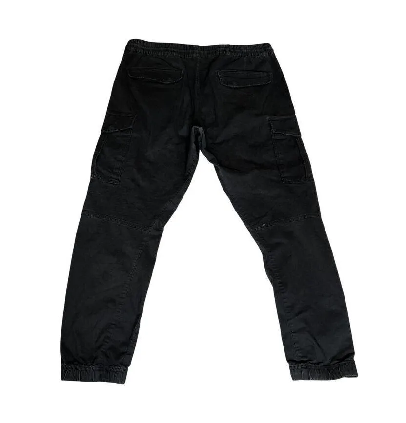 H&M womens size XL 36 X 28 pants black cargo  snap pockets button-fly closure - Image 2